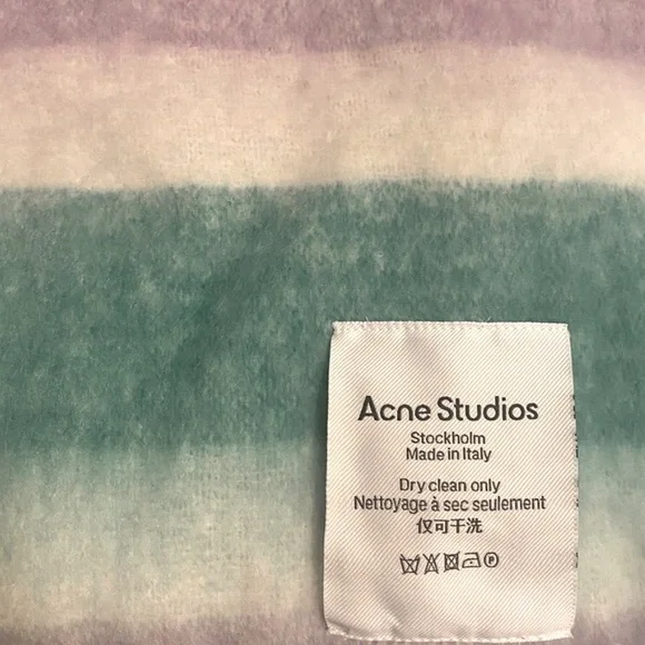 ❌ SOLD ❌ Acne Scarf in Green, Beige and Purple Blend - Picture 4 of 6